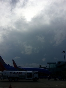 The view to the west while on the ground at the Oklahoma City Airport. Keep in mind it is 5:30 pm and its this dark.